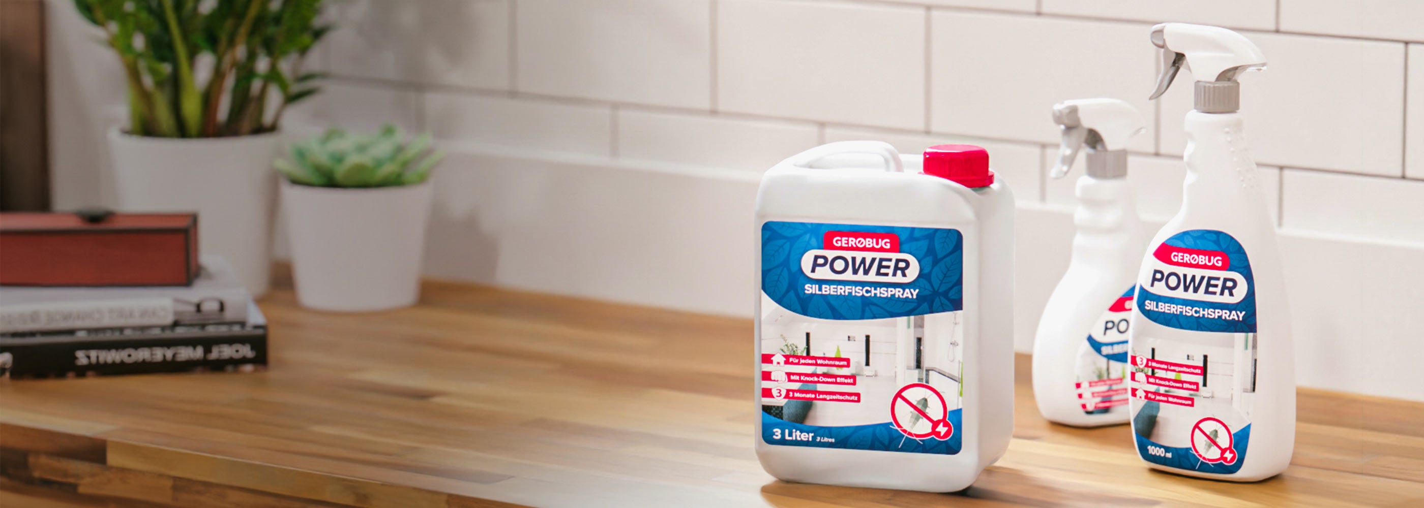 Silberfisch Sprays auf einer Küchenzeile zum Silberfische bekämpfen