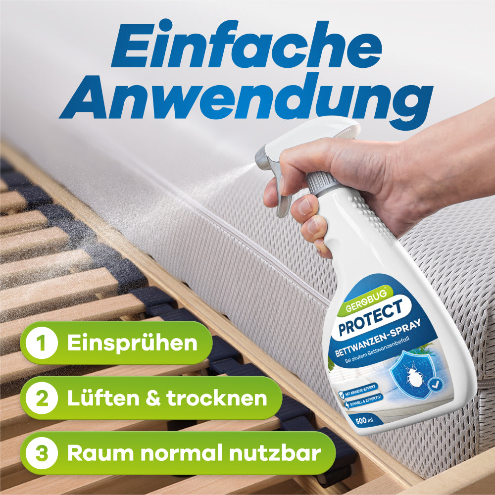 Sprühflasche sprüht auf Lattenrost