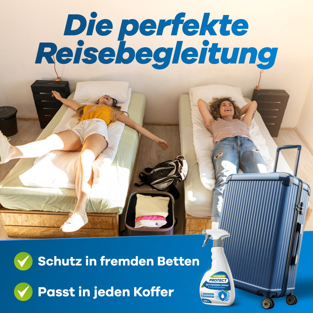 Frauen in Ferienbetten geschützt durch Bettwanzen-Spray