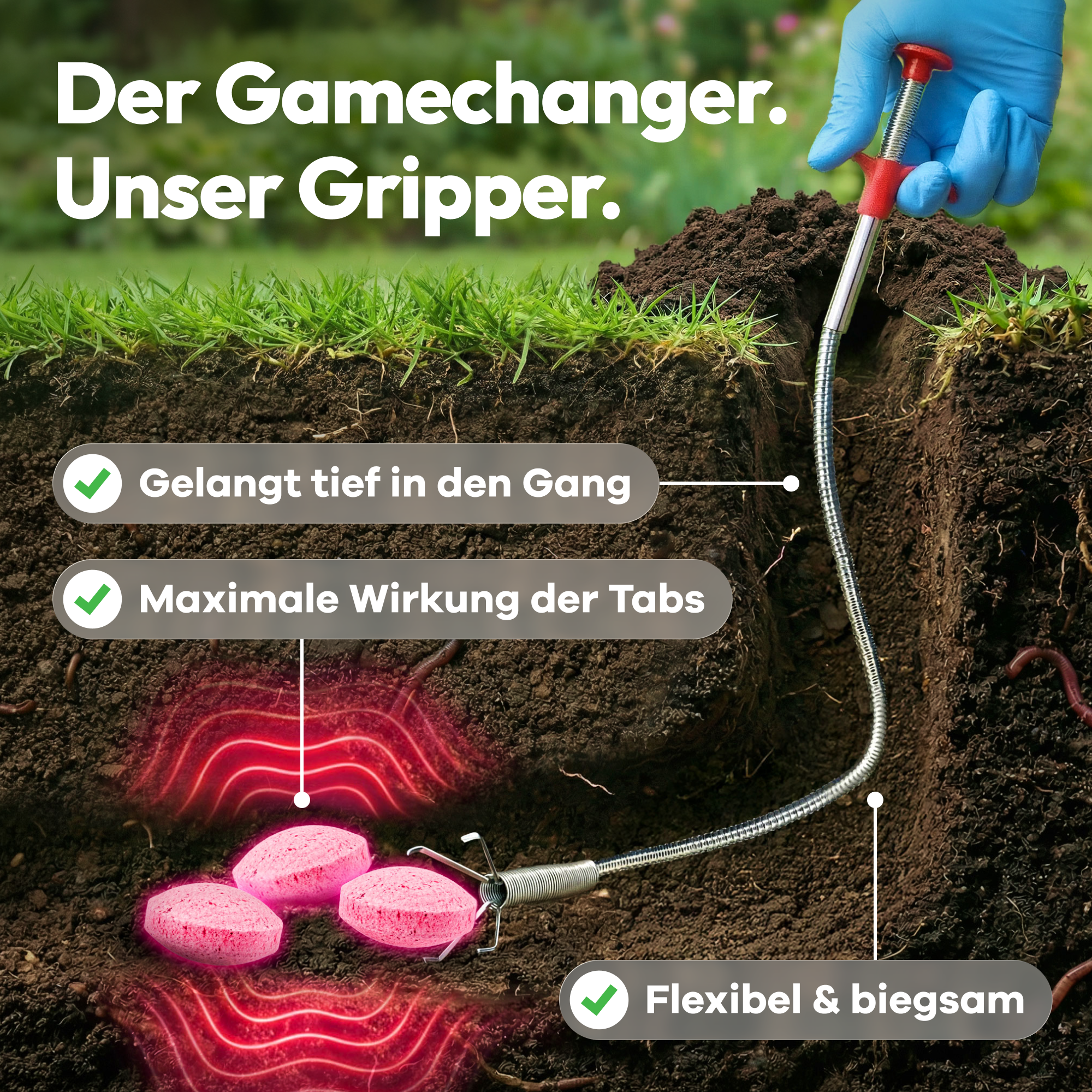 Greifzange für Maulwurf Stopper Tabs