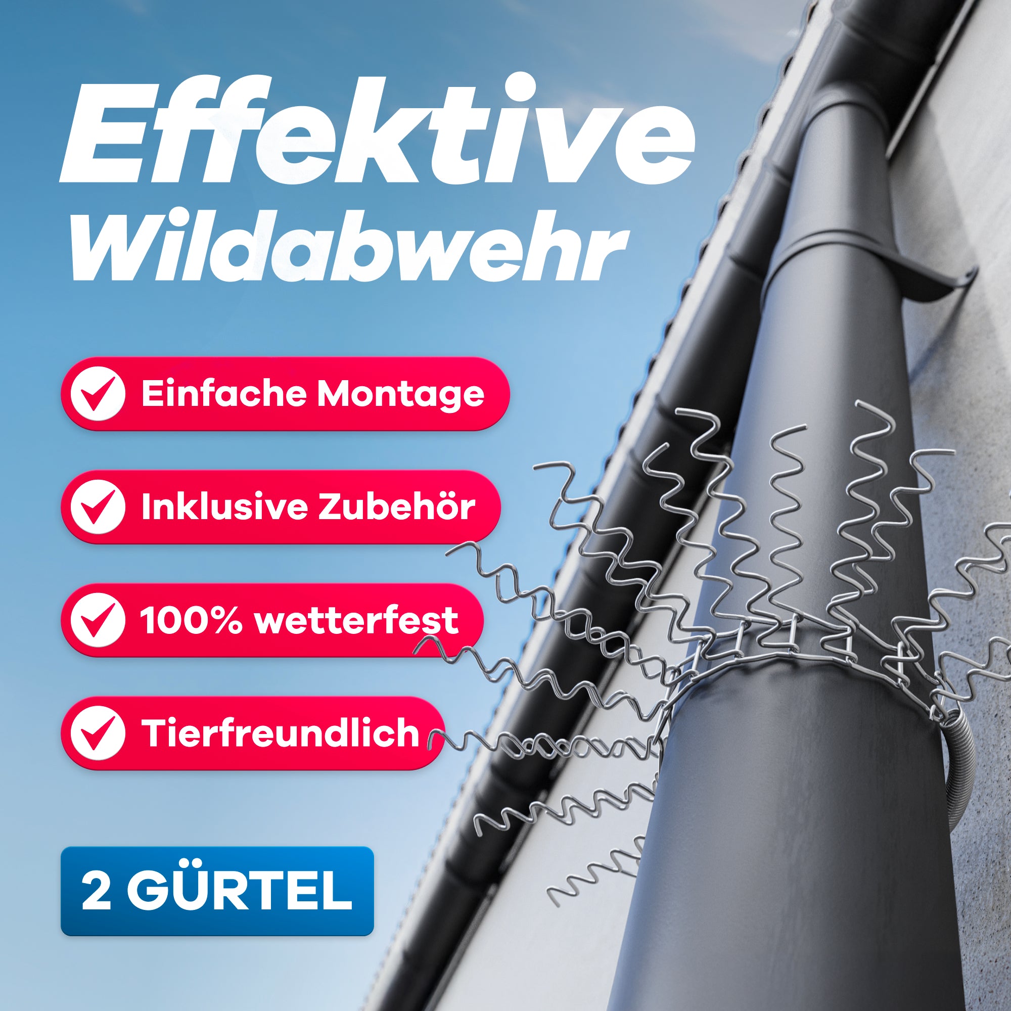 Marderschutz für Fallrohre 2er Set bis zu Ø 120mm - Marderabwehr Spikes