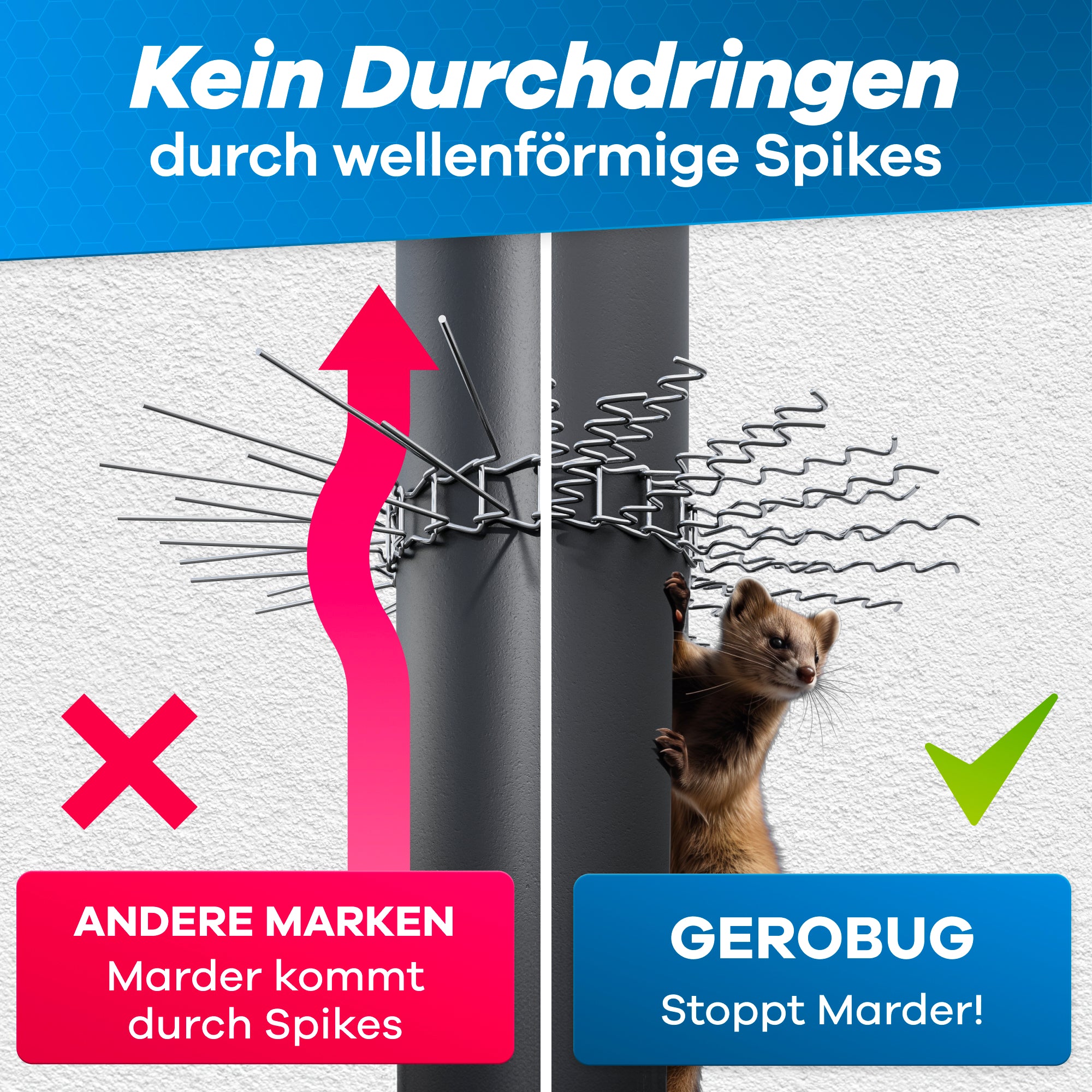 Marderschutz für Fallrohre 2er Set bis zu Ø 120mm - Marderabwehr Spikes