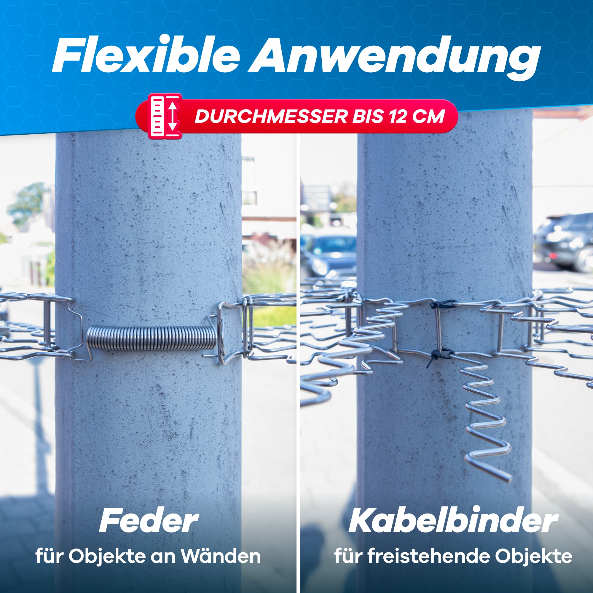 Marderschutz für Fallrohre 2er Set bis zu Ø 120mm - Marderabwehr Spikes