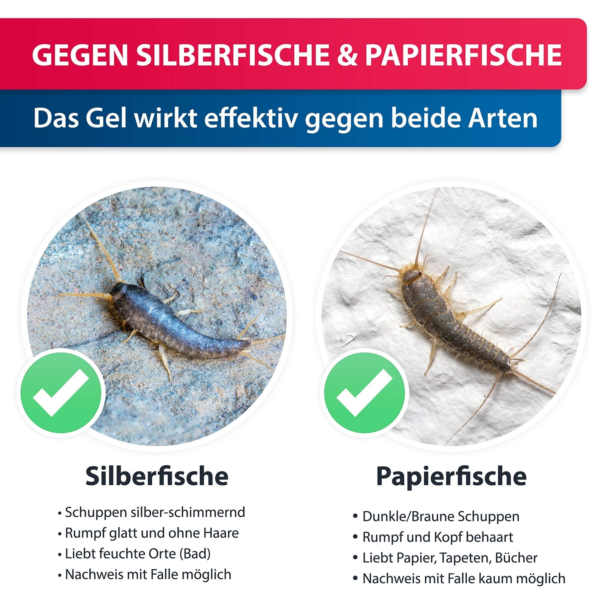 Gerobug Köder-Gel wirkt effektiv gegen Silberfische und Papierfische, bekämpft beide Arten zuverlässig