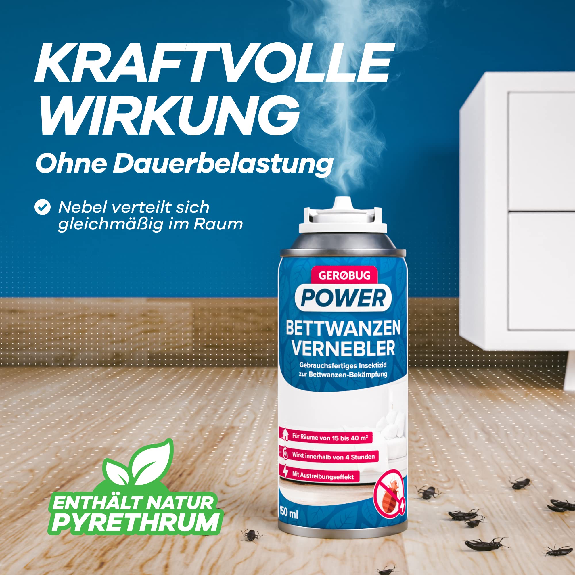 Effektiver Bettwanzen-Vernebler verteilt Nebel gleichmäßig im Raum, wirkt schnell und nachhaltig