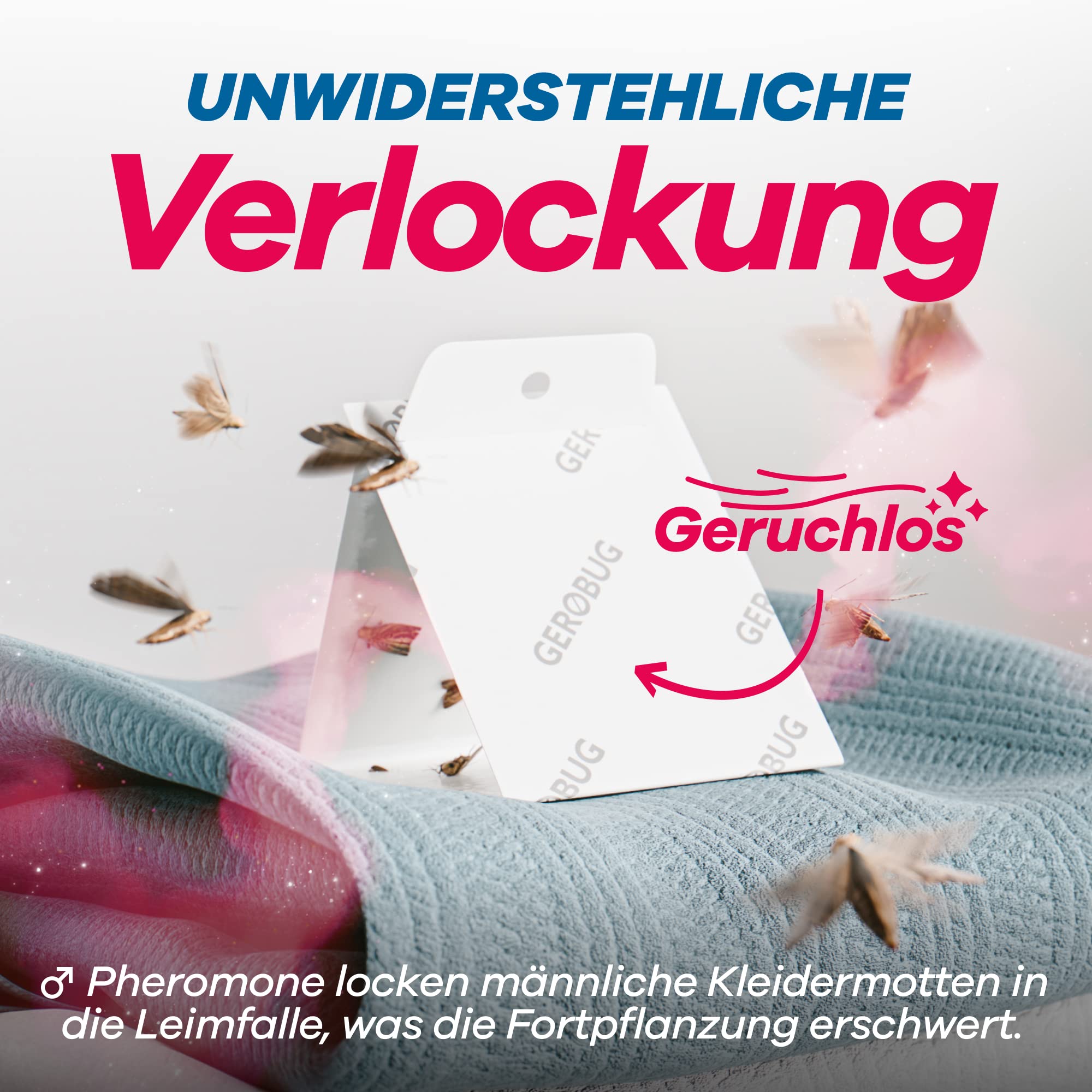 Gerobug Kleidermottenfalle mit geruchlosen Pheromonen zieht männliche Motten an und unterbindet ihre Fortpflanzung
