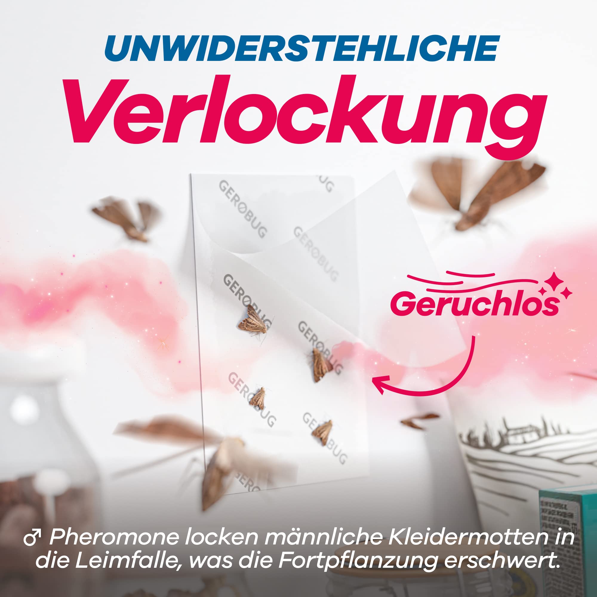 Gerobug Mottenfalle mit Pheromonen lockt männliche Motten effektiv an und verhindert ihre Fortpflanzung