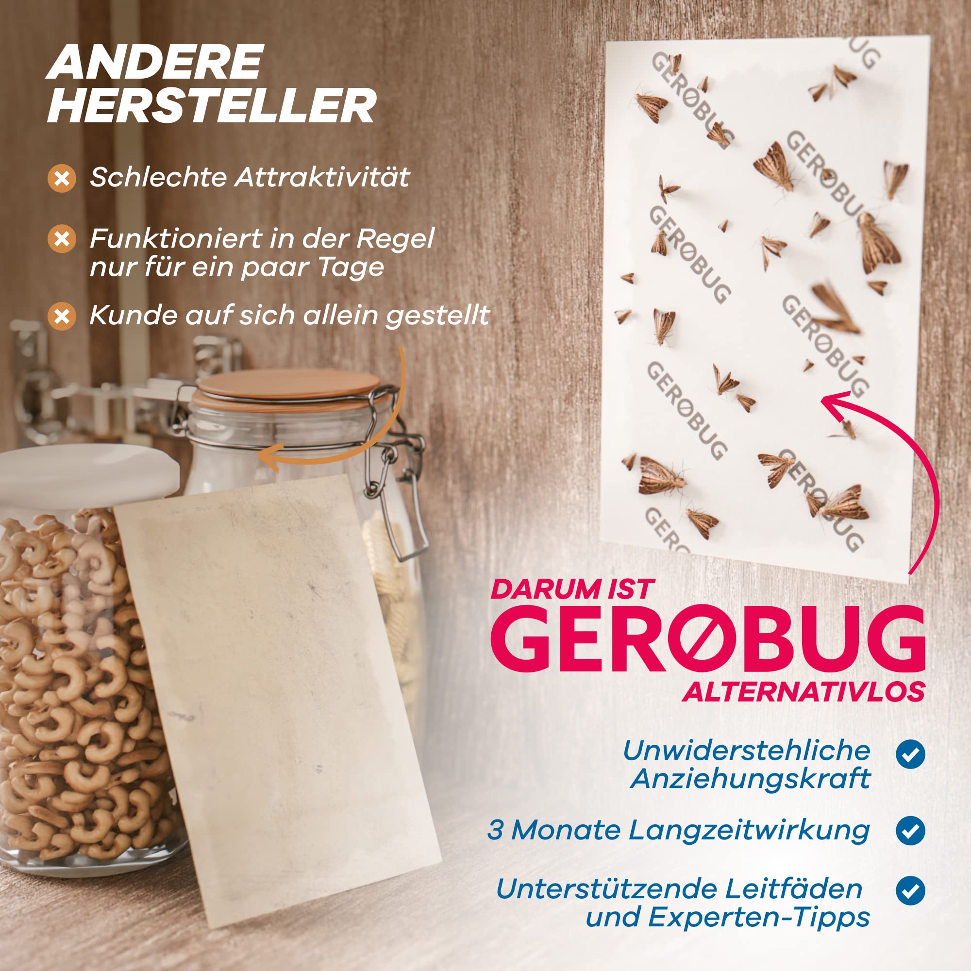 Effektive Mottenbekämpfung: Gerobug Falle übertrifft andere Produkte durch langanhaltende Wirkung und zuverlässigen Schutz