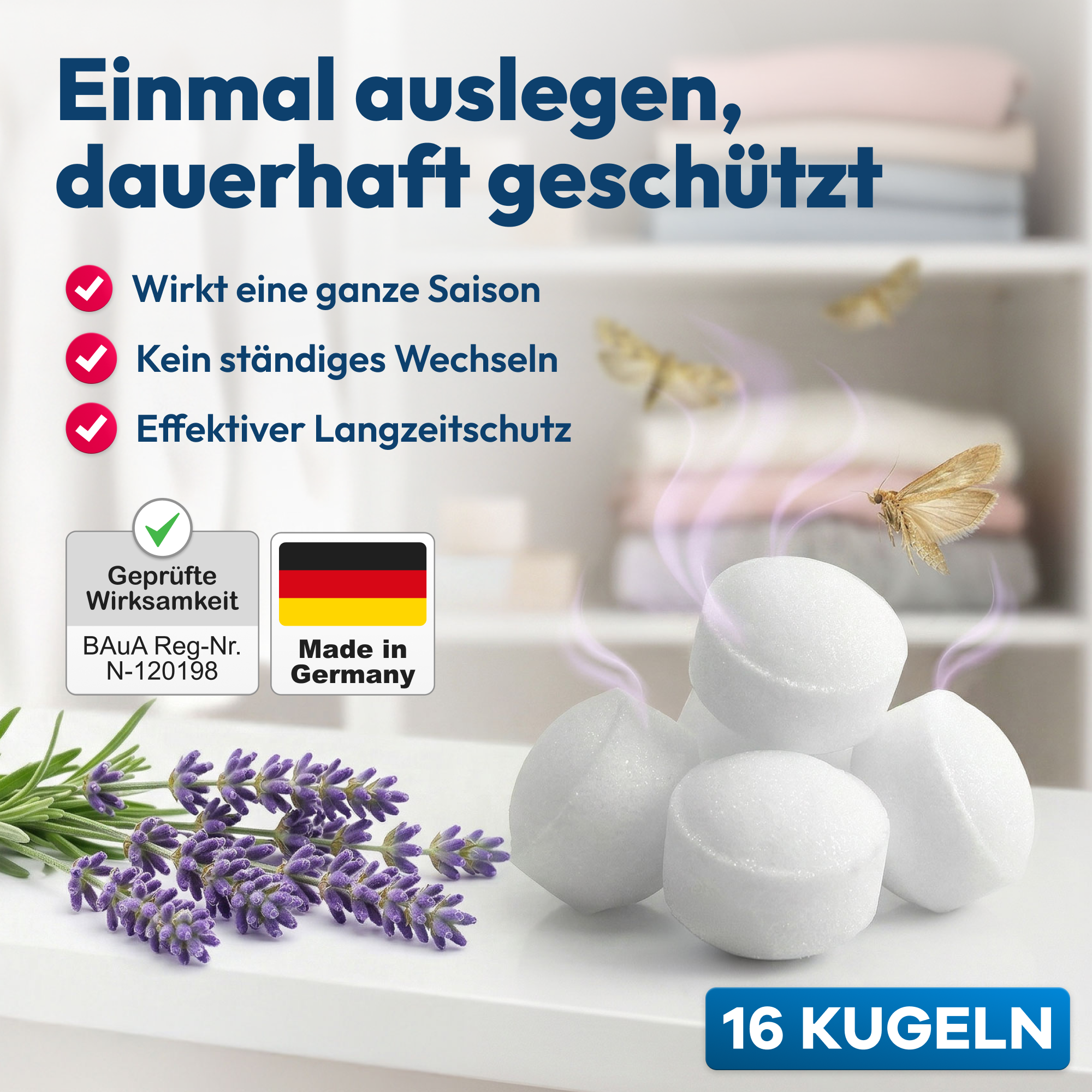 Mottenkugeln für Kleiderschränke x 16 Stk.